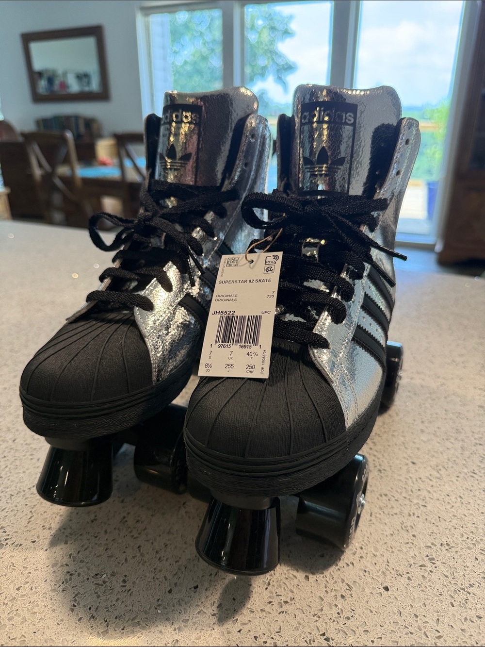 adidas Silver and Black Roller Skate Sneakers